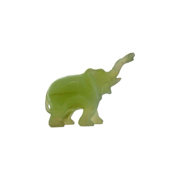 Elephant Figurine Small Jade Hand Carved Sculpture Vintage Asian Decor